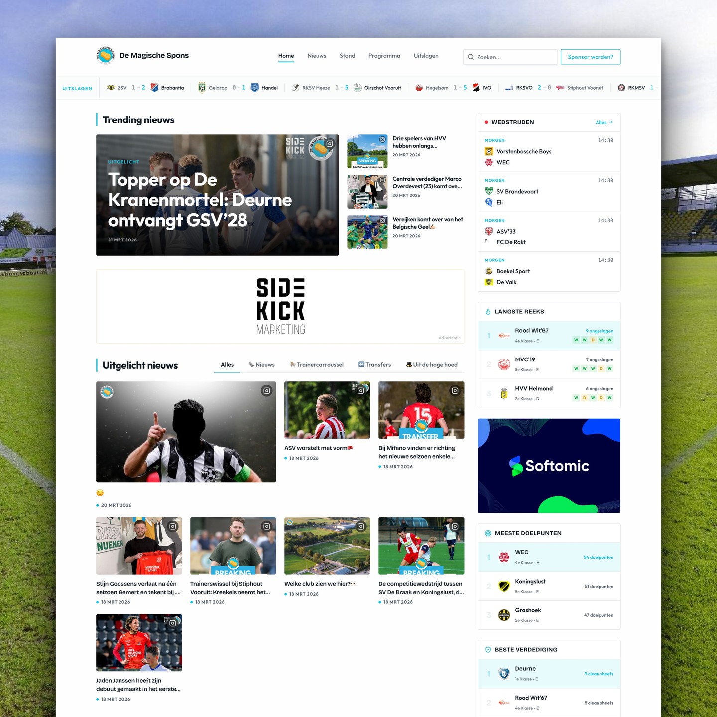 Alles over het amateurvoetbal in Zuidoost-Brabant, op één plek.