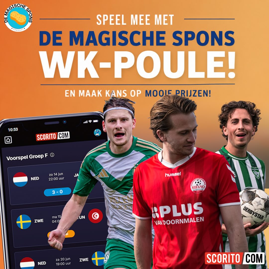 Het WK komt eraan… doe mee met de “Magische Spons Scorito WK Poule” en strijd...